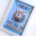 3Д рамка со податоци од раѓање (дизајн по избор) + простор за алки (опционално)
